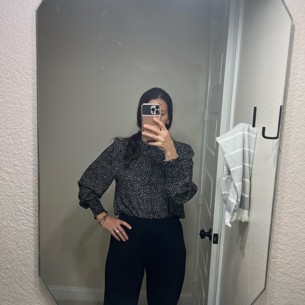 Sanctuary Black & White Blouse NWT Turtleneck Size L - Picture 2 of 9